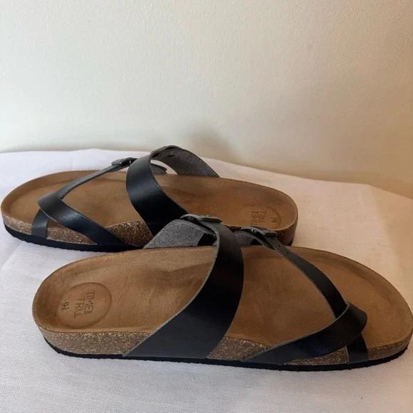 Black Leather Sz 9.5 Sandals with Buckles 0030 - Picture 5 of 10